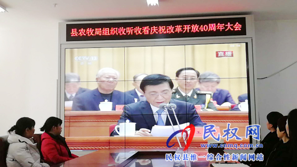 我縣各鄉(xiāng)鎮(zhèn)（街道辦）、縣直各單位認真組織全體干部集中收聽收看慶祝改革開放40周年大會