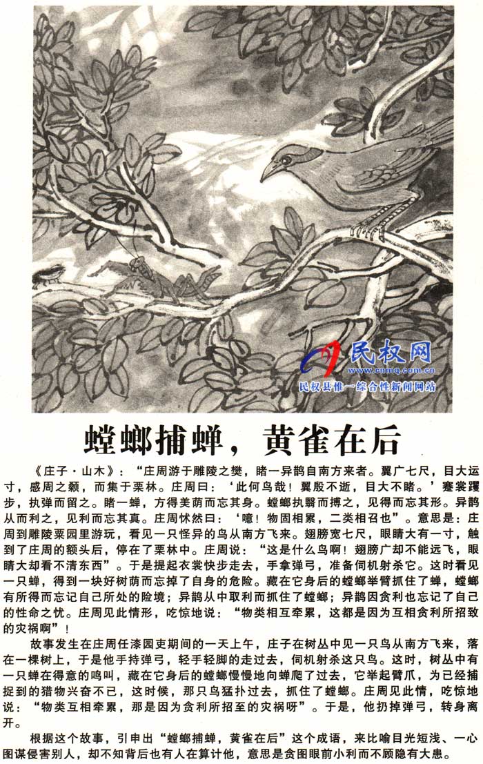 莊子成語故事 | 《螳螂捕蟬，黃雀在后》《屠龍之技》